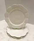 GRACE TEAWEAR 11" Gold WHITE Scallop Fine Porcelain Dinner Plate Set of 4
