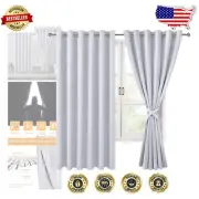 Greyish White Room Darkening Curtains, 70x63 - Insulated for Ultimate Comfort