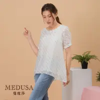 在飛比找Yahoo奇摩購物中心優惠-【MEDUSA 曼度莎】草寫字母亞麻傘襬上衣（M-2L）｜女