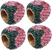 SWOOMEY 4pcs Bling Strawberry Rhinestone Tire Valve Caps Stylish Dustproof Valve Stem Caps for Cars Trucks Motorcycles Easy Installation Durable Construction