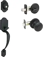 Copper Creek HZ2610XCK-BC Heritage Front Entrance Handleset in Black with Colonial Knob Interior