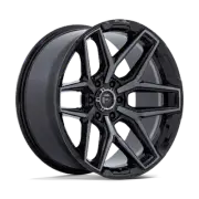 17X9 Fuel 1PC FLUX 6X135 1MM GLOSS BLACK BRUSHED FACE WITH GRAY TINT