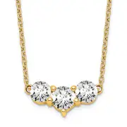14k Yellow Gold 1 1/2 Ct. Lab Grown Diamond VS/SI+ G+ 18 inch Three Stone Necklace