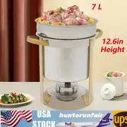 7L Gold Full Size Round Soup Chafer Stainless Steel Buffets Server Food Warmer