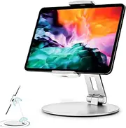 Stouchi iPad Pro 12.9 Stand, 360°Tablet Swivel Base Stand Tablet Holder Stand for iPad, Adjustable Desk Mount Holder for POS Kiosk, Surface Pro 4, New iPad Pro iPad Mini fits 4-14" Tablets Silver