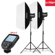 2X Godox SK300II Studio Flash + Softbox + Light Stand + XPRO-C Trigger for Canon