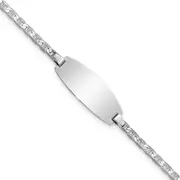 Solid 14K White Gold Oval Anchor ID Bracelet