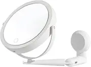 Wall Mounted Makeup Mirror,5X Vanity Mirror with Lights, Double-Side, 3 Colors Lighting | 360° Swivel Extended Arm, Touch Control LED Mirror Makeup Rechargeable