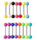 15pcs Set Tongue Bars Piercing Jewellery 6mm Ball Candy Colour Mix