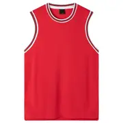 Mens Plain Basketball Jersey Gym Sports Basic Blank Sleeveless T Shirt Vest Tops - Red