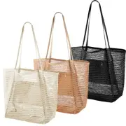 3 Pcs Mesh Beach Tote Bags for Women Nylon Mesh Grocery Bag Foldable Laundry ...