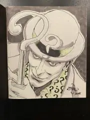 Ethan Van Sciver Original RIDDLER Sketch w/some color Signed Commissioned Art