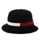 【Tommy Hilfiger】紅白槓條棉質漁夫帽(素面黑)