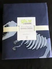 Pottery Barn Kids DINO BONES glow in the dark Shower Curtain Adorable!!