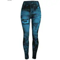 在飛比找ETMall東森購物網優惠-Seamless ripped jeans print le