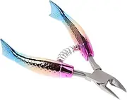 WEKADRIN Rainbow Fishtail Cuticle Nipper Ergonomic Stainless Steel Nail Cutter Tool with Gradient Color Design for Precision Manicures and Nail Care Salon