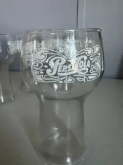 70s Retro Vintage Classic Pepsi-Cola Logo Wide Mouth Silhouette Glasses Set of 6