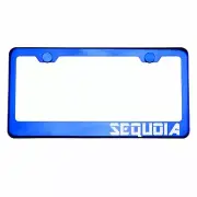 Blue Chrome License Plate Frame SEQUOIA Laser Etched Metal Screw Cap (for: Toyota)