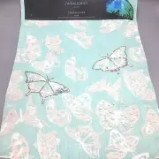 Cynthia Rowley Butterfly Table Runner Embroidered Spring Easter Sequin Sea Green