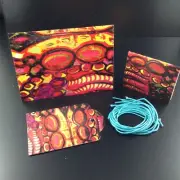 Red Yellow Note Card Tag Matching Set & String Labels Handmade Original Designs