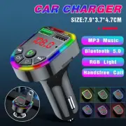 Car FM Transmitter Bluetooth Radio MP3 Player Music RGB Light Charger Kit USB