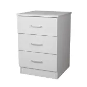 Modern 3-Drawer Chest Nightstand BedSide Table - White