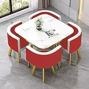 80 * 80cm Dining Conference Table Set for 4, Kitchen Table with 4 Chair, Coffee Reception Table for Small Apartment(7)