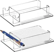 Feifeiya 2 Pack 3 x 5 Clear Index Card Storage Holder for Desk Acrylic Small Business Name Card Organizer Display Rack Stand for Office Reception Classroom