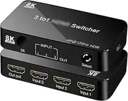 -Compat Switcher 8K Multi-Device Compatibility Up to 7680 * 4320@60hz High-Clear Picture Quality Simple Ope ion Wide Application Black One Size