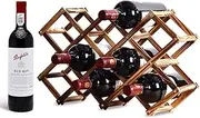 Wine Rack, Wooden Wine Storage Racks Countertop, 10 Bottle Wooden Stackable Wine Cellar Racks, Foldable Tabletop Free Standing Wine Bottle Stand Holder Display Shelf for Kitchen Bar Cabinets
