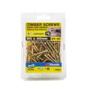 Zenith 8G x 40mm Brass Plated Hinge-Long Thread Countersunk Head Timber Screw...