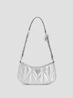 GUESS Silver Logo Aldina Top Zip Shoulder Bag