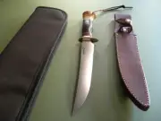 JIM BEHRING TREEMAN KNIVES 8.25" FIGHTING KNIFE / BRASS / CROTCH STAG / NEW