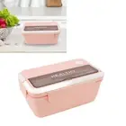 (Pink)1400ml Bento Box Portable With Divider High Capacity Microwave Safe PG