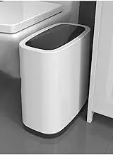 CMLLING 12 Liter Rectangular Plastic Trash Can Wastebasket, Slim Wastebasket for Bathroom. (Black)