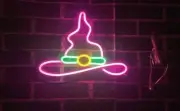 Halloween Witch Hat Flex LED 12"x9" Neon Sign Light Lamp Gft Room Bar Wall Decor