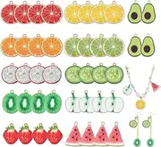 [PH PandaHall] 1 inch Enamel Fruit Charms, 44pcs 11 Colors Enamel Charms Cute Pendant Charms Gold Plated Enamel Strawberry Orange Lemon Pendants for DIY Jewelry Bracelets Earrings Necklaces Crafting,