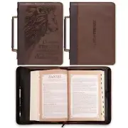 Extra Large Brown Bible Cover Durable Faux Leather with Scripture and Zipper ...