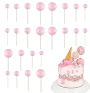24 Pieces Pink Cake Decorations Ball Cake Topper 4 Size Mini Pastel Balloon Cake Topper Cake Balls Decorations Ppink Cake Topper DIY Decoration for Birthday Party Wedding Anniversary Baby Shower