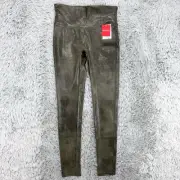 Spanx Leggings Womens M Olive Green NWT Faux Leather Croc Shine Stretch Glam