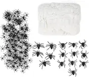 660sqft Spider Webs Halloween Decorations, Super Stretch DIY Mega Cobwebs White Webbing with 200g/7.1oz Spider Web & 215Pcs 3 Size Spider for Halloween Indoor and Outdoor Party