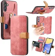 [Asuwish] Phone Case for Samsung Galaxy S23 FE 5G Wallet Cover with RFID Blocking Wrist Strap Flip Credit Card Holder Slot Cell S 23 EF S23FE 23S Built in Women Girls Men Pink