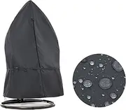 F&J Outdoors Grey Egg Chair Cover Heavy Duty Waterproof Garden Circle Chair Covers Patio Hanging Swing Chair 114x178cm Protective Cover for Balcony Basket Chair Waist Tightening Waterproof Zip