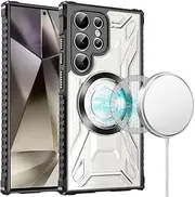 [RUNGOS] for Samsung S23 Ultra Case MagSafe [Anti-Slip Sides] [Mil-Grade 4-Corner Airbag Reinforcement] [Stable Magnetic] Clear Back Shockproof Case for Samsung Galaxy S23 Ultra Case Phone Cover 2023