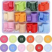 Pack of 180 Colourful Buttons, 20 mm, 4 Holes Buttons for Crafts, Round Resin Craft Buttons, Children's Buttons, 12 Coloured Buttons for Sewing for DIY Arts and Crafts Decoration