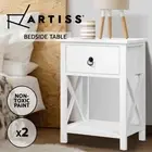 Artiss 2x Bedside Table Drawers Side Table Shelf Storage Nightstand White EMMA
