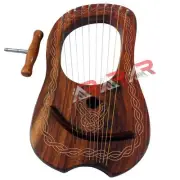 Lyre Harp 10 Metal Strings Rosewood Free Carrying Bag + Tuning Key Scottish AAR