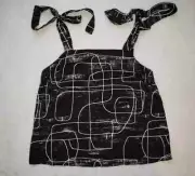 Mossimo Women's Dressy Black Tank w/ Geometric Shapes & Strap Ties S