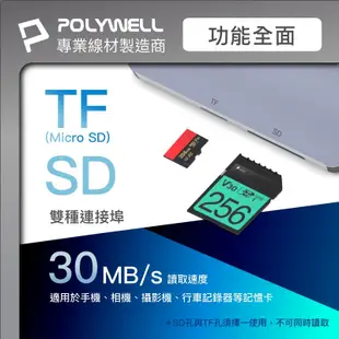 POLYWELL 7合1轉接器 type C 轉 HDMI USB3.0 3孔 Micro SD 讀卡器