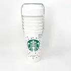 6 Cups STARBUCKS Reusable PINK & GREEN Polka Dot, To Go Cup Limited Edition NEW